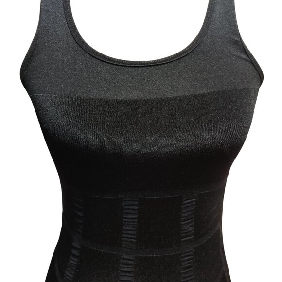 Black M Shaping Tank Top Moderate Compression Ribbed Control Layer Sleeveless - Picture 3 of 13